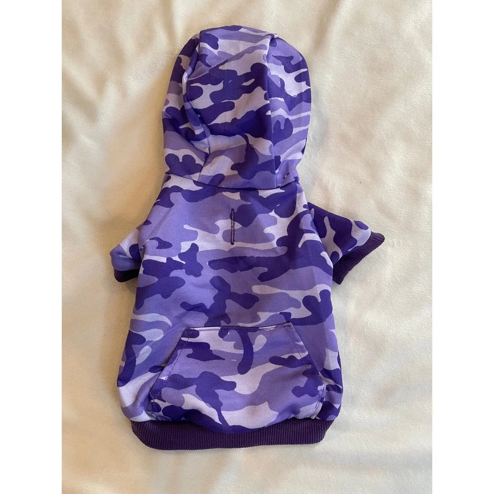 Purple Camo Pet Hoodie Small Dog Cat Camouflage Sweatshirt XS